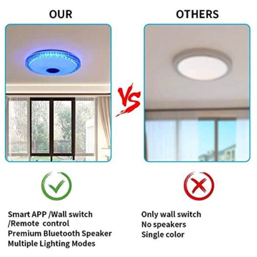 72W LED Crystal Ceiling Light with Bluetooth Speaker, Remote Control, APP Control, Color Changing, 40cm YYV 2