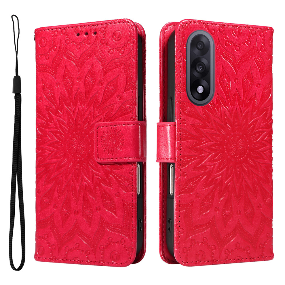 (Red) For Oneplus Nord 5 5G / Oneplus Ace 5 Ultra 5G Leather Wallet Case Sunflower Imprinted Phone Cover Red 6914295295079