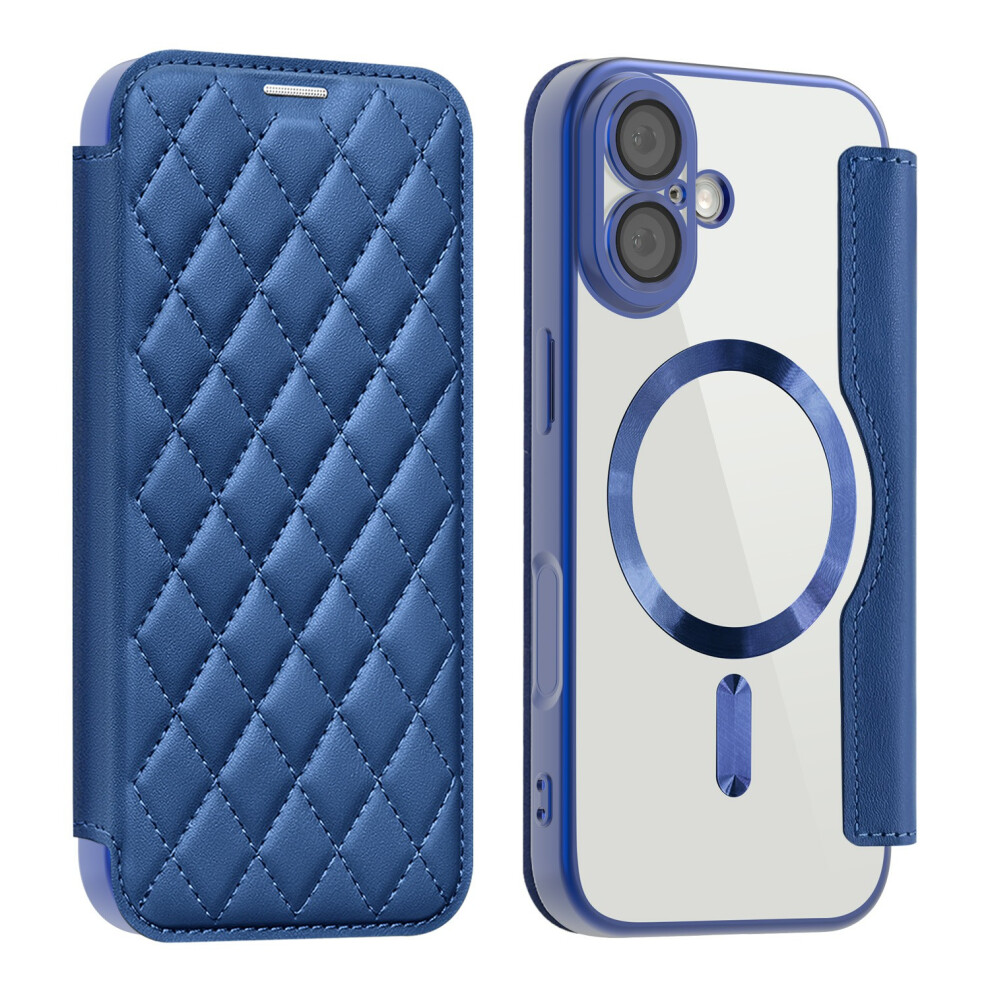 (Sapphire) For Iphone 17 Case Compatible With Magsafe Rhombus Pu Leather Phone Cover Blue 6914293182333