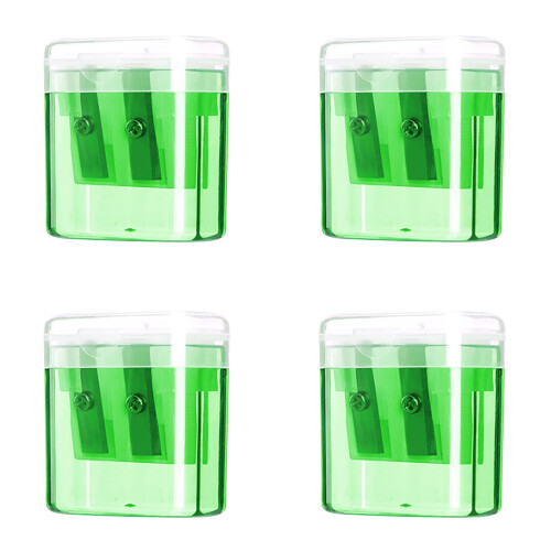 Double Hole Pencil Sharpener with Cover 4 pcs 1