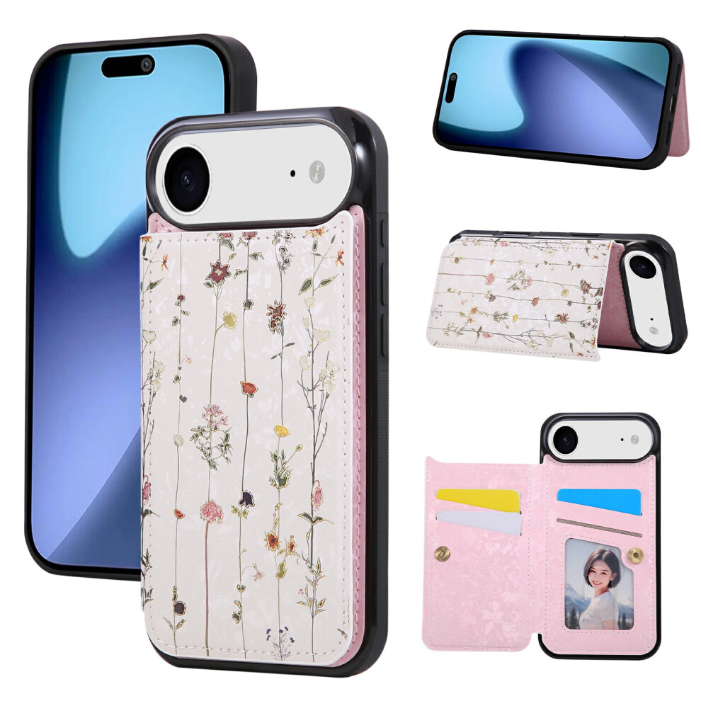 (Dried Flower) For Iphone Air Case Flower Leather Tpu Rfid Blocking Phone Cover Card Slots 6914291300463