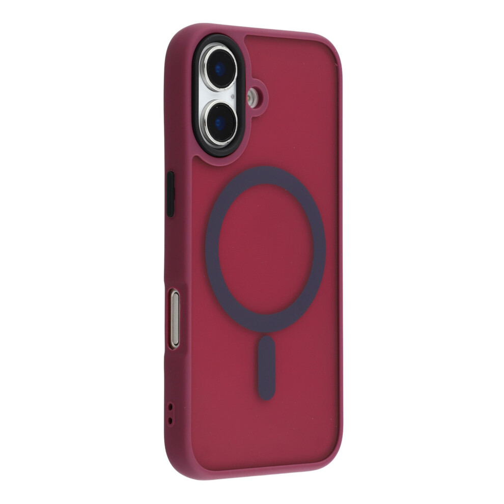 (Wine ) For Iphone 16 Case Compatible With Magsafe Skin-Touch Pc + Tpu Phone Cover Red 6914298177013