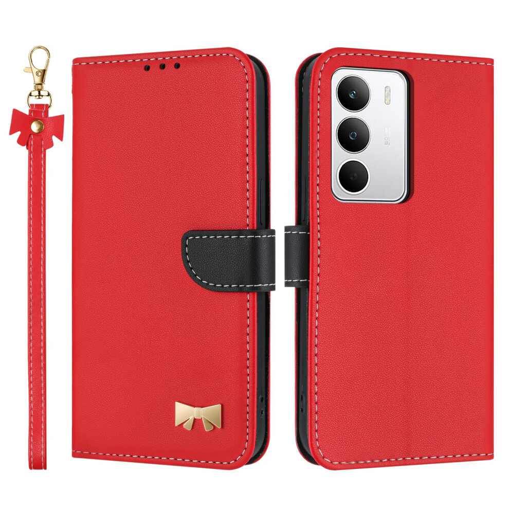 (Red) For Realme C71 4G Case Bowknot Decor Wallet Leather Phone Cover With Wrist Strap Red 6914293033727
