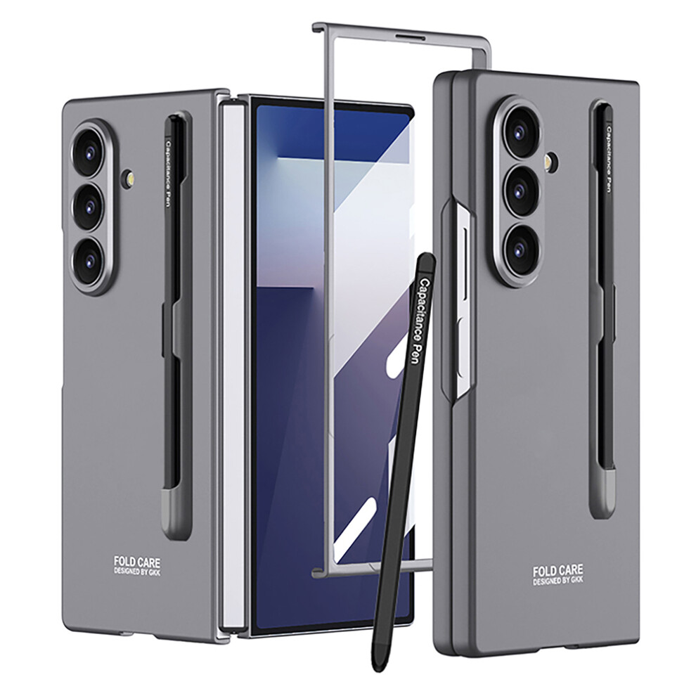 (Grey) Gkk For Samsung Galaxy Z Fold7 5G Case With Stylus Pc + Tempered Glass Slim Phone Back Cover Grey 6914297650685