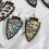 Boucles d'oreilles RSAMD en bois et ormeau, style vintage, forme triangulaire, ormeau. 5