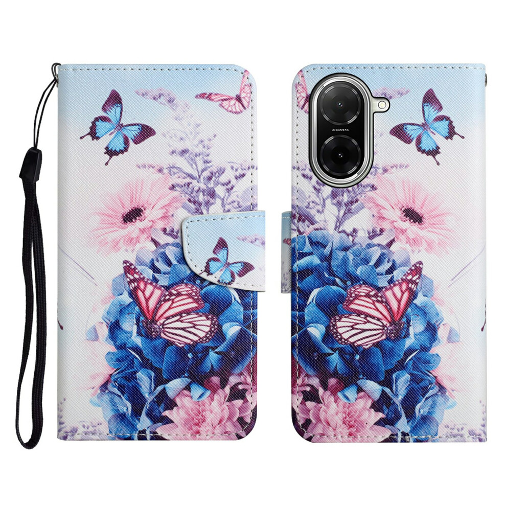 ( Butterfly) For Xiaomi Redmi A5 4G (171.7Mm) Case Pattern Printing Protective Leather Folio Phone Cover With Wrist Strap Purple 6914291434724