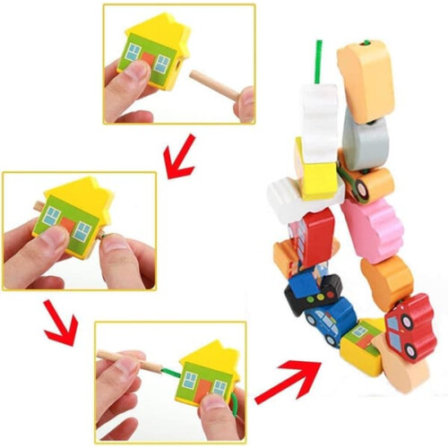 Wooden String Beads Toy Cube for Children 1