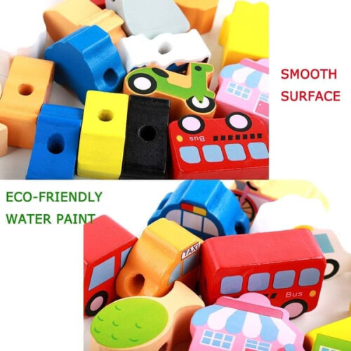 Wooden String Beads Toy Cube for Children 2