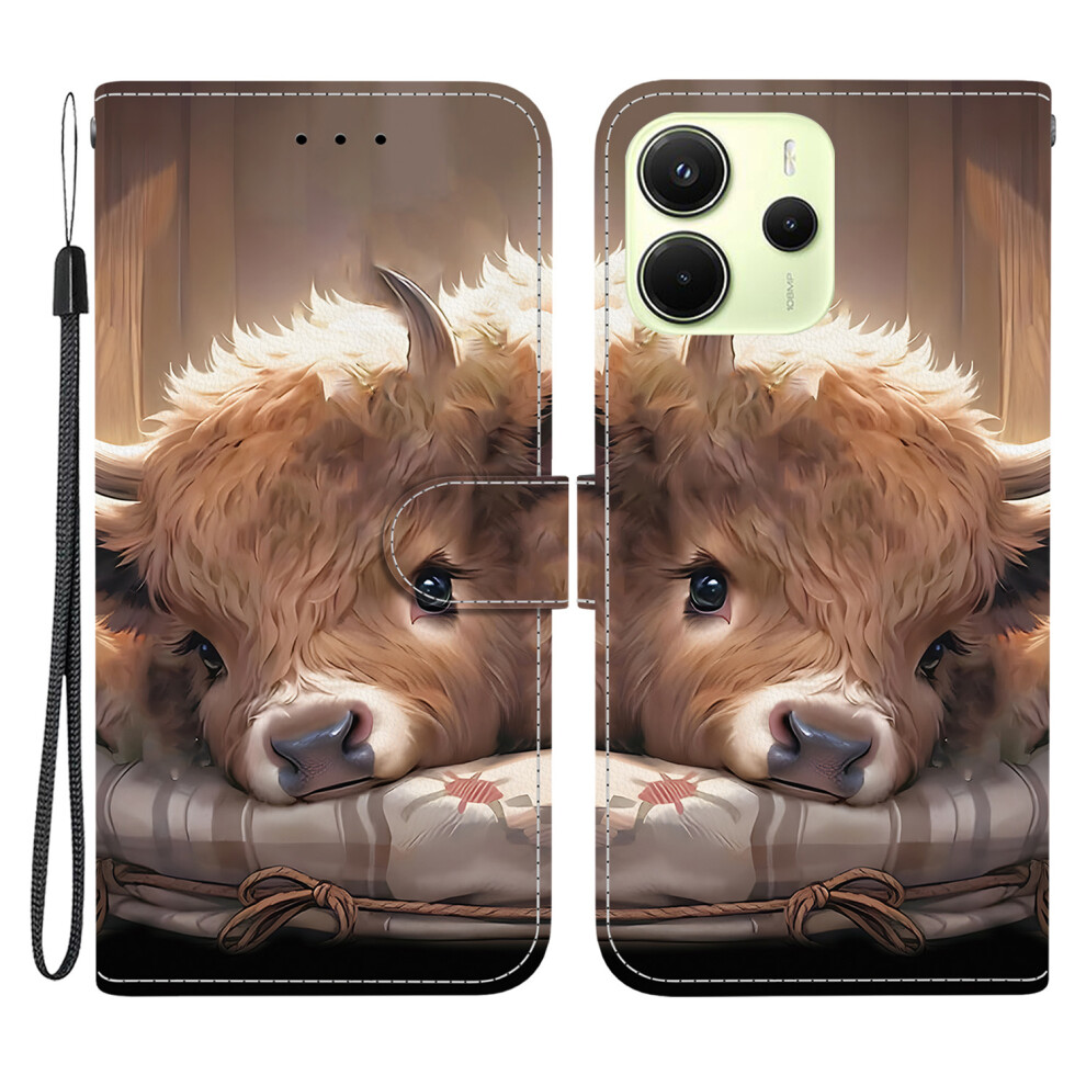 (Calf) For Xiaomi Redmi Note 14 4G (164.84Mm) Leather Case Stand Wallet Pattern Printing Phone Cover With Wrist Strap 6914293474995
