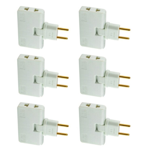 6X Rotate EU Plug Converter 3 in 1 Rotatable Outlet Extender 180 Degree Extension Plug Multi Plug,White 1