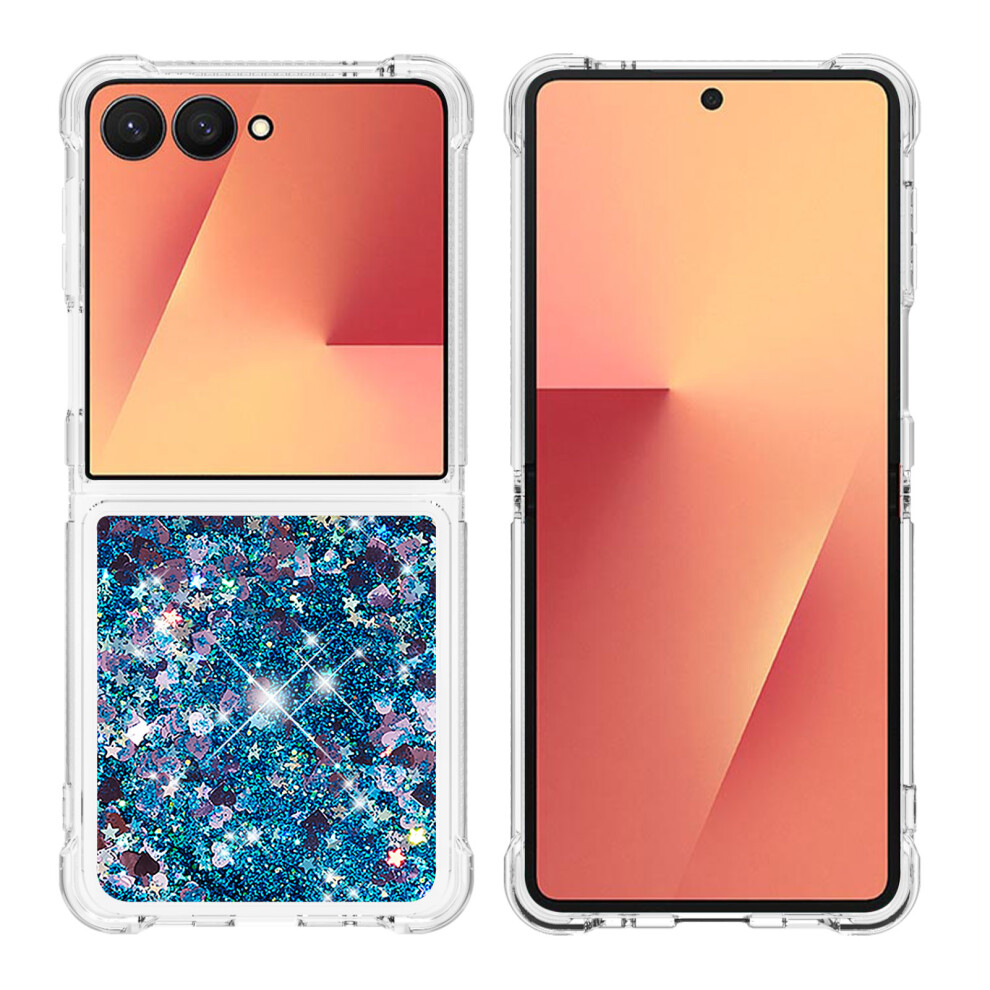 ( / Hearts) For Samsung Galaxy Z Flip7 5G Tpu Case Glitter Quicksand Shockproof Phone Back Cover Blue 6914296064537
