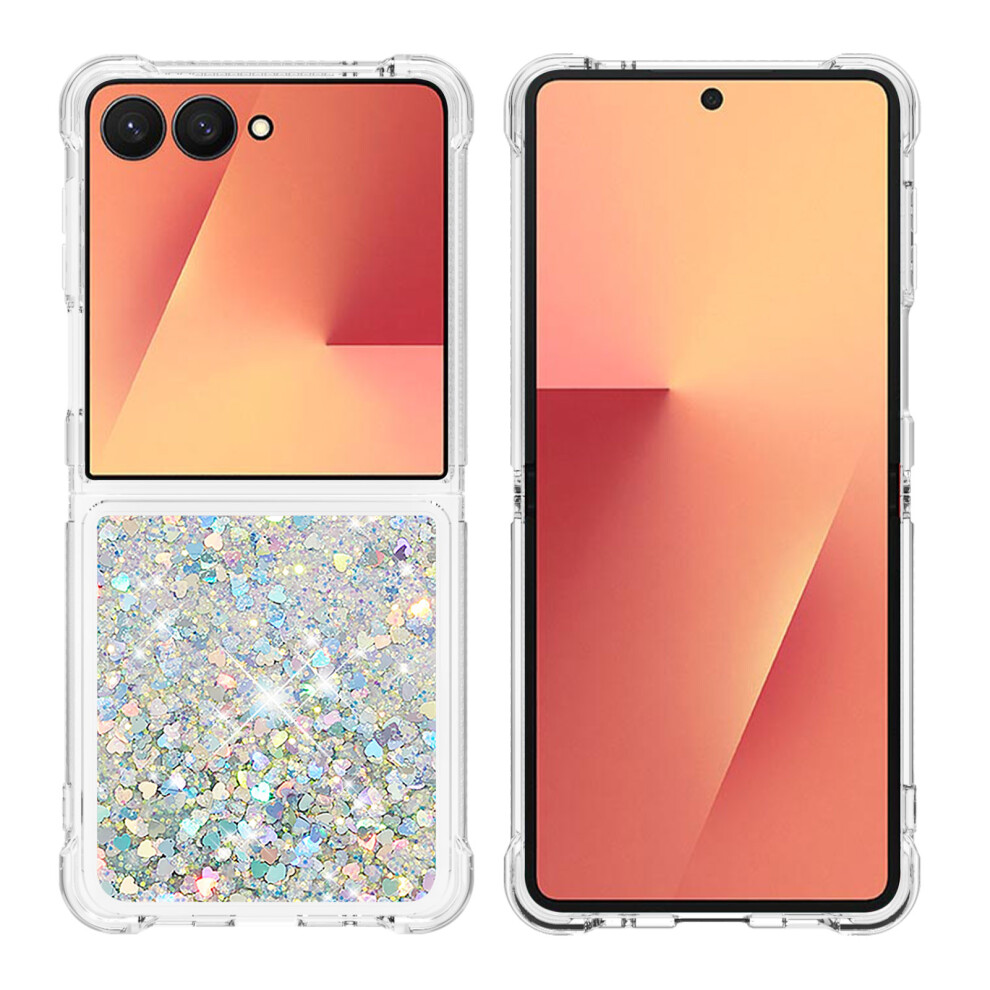 ( / Hearts) For Samsung Galaxy Z Flip7 5G Tpu Case Glitter Quicksand Shockproof Phone Back Cover Silver 6914299686798