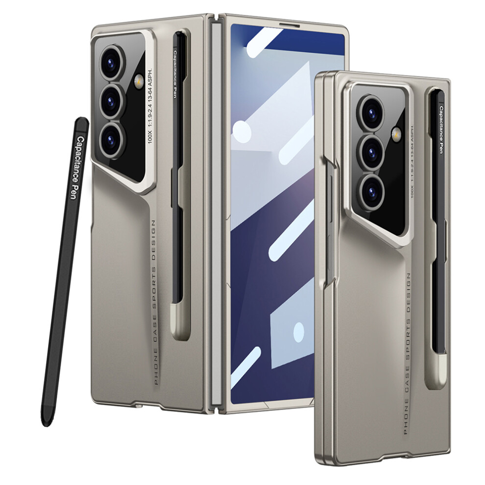 (Titanium ) Gkk For Samsung Galaxy Z Fold7 5G Case With Stylus Pc + Tempered Glass Slim Phone Cover Grey 6914297721002