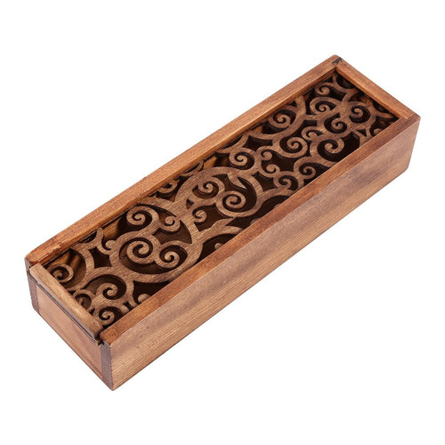 Wooden Pencil Case Swirl Grass Type 1