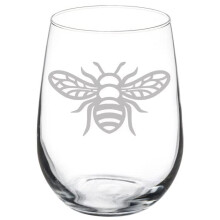 Verre à vin sans pied, motif abeille, 50 cl