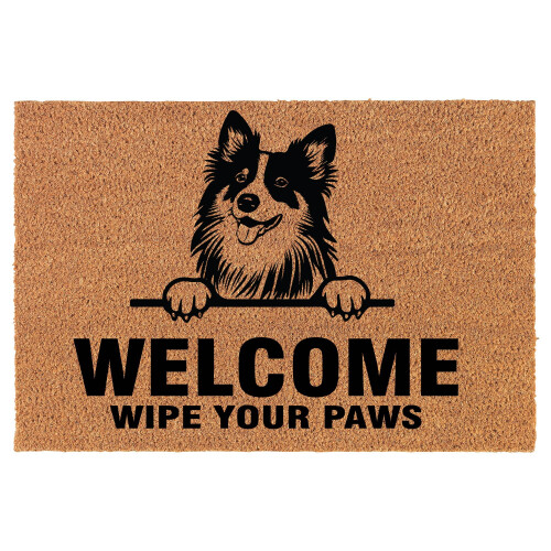 Πατάκι πόρτας Welcome Coco Coir Πατάκι πόρτας δώρο Welcome Wipe Your Paws Sheltie (24" x 16")