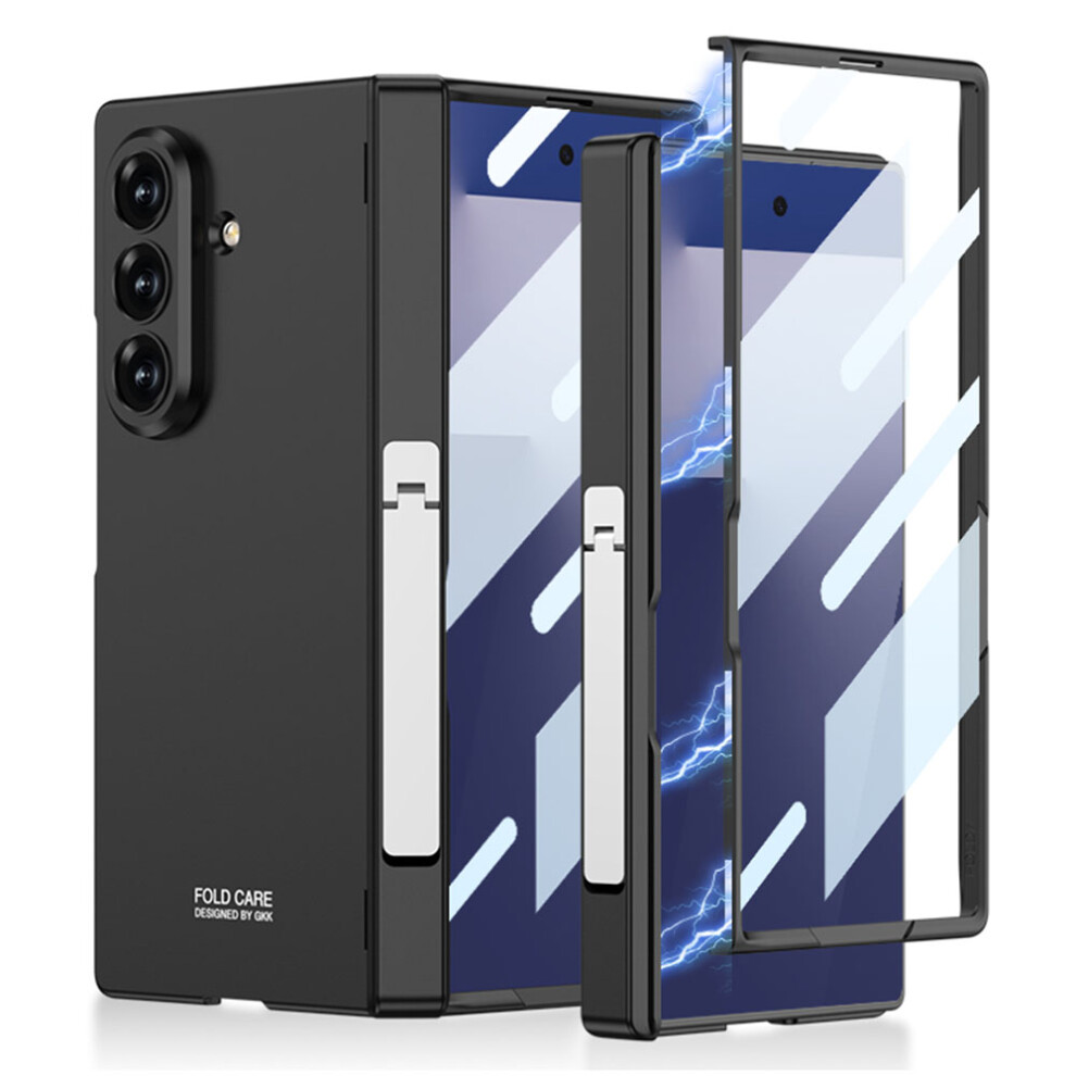 (Black) Gkk For Samsung Galaxy Z Fold7 5G Case With Kickstand Pc + Tempered Glass Phone Cover Black 6914294864085