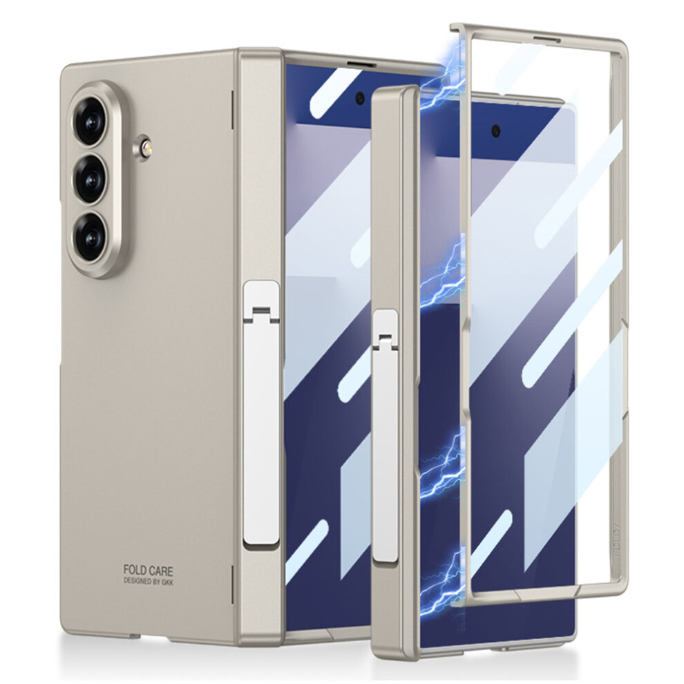 (Titanium ) Gkk For Samsung Galaxy Z Fold7 5G Case With Kickstand Pc + Tempered Glass Phone Cover Grey 6914298452134