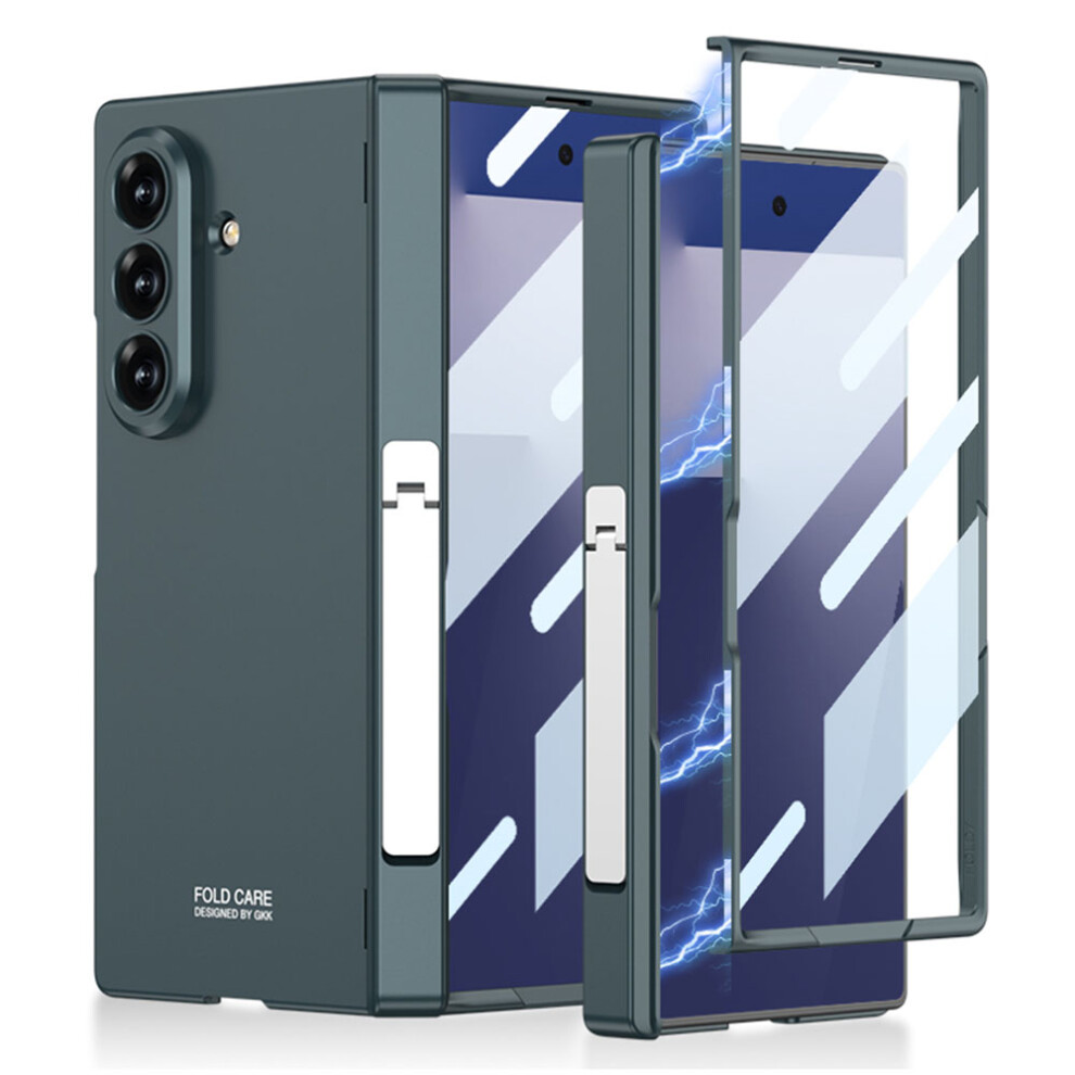 (Green) Gkk For Samsung Galaxy Z Fold7 5G Case With Kickstand Pc + Tempered Glass Phone Cover Green 6914296815931