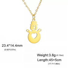 RSAMD Hart Sneeuwpop Hanger Ketting voor Dames, Modieuze Roestvrijstalen Sieraden Cadeau - Goud