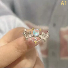 Bague de couple RSAMD Fashion Ailes d'ange et de démon pour femme, style gothique, pierre de lune exquise - A1