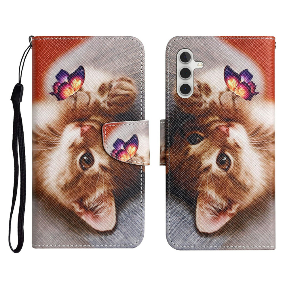 (Butterfly Cat) For Samsung Galaxy A17 5G / A17 4G / A26 5G / A16 5G / A16 4G Case Pattern Printing Protective Leather Folio Phone Cover With Wris 6914292077135