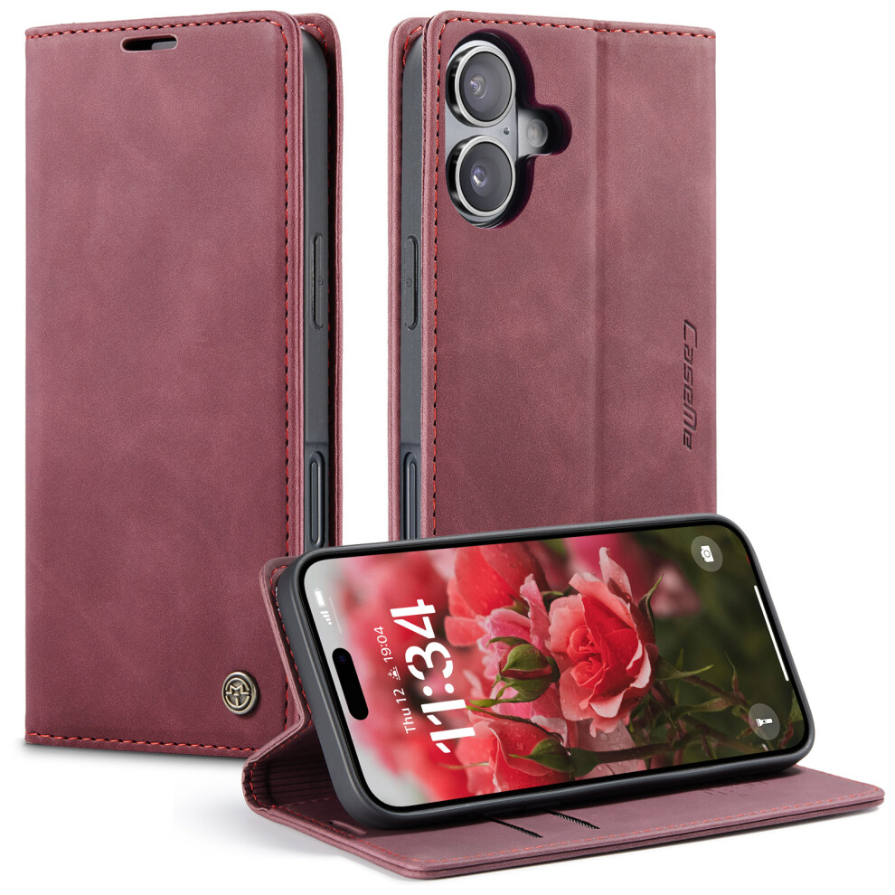 (Red) Caseme For Iphone 17 Wallet Case 013 Series Pu Leather Phone Cover Stand Red 6914295655958