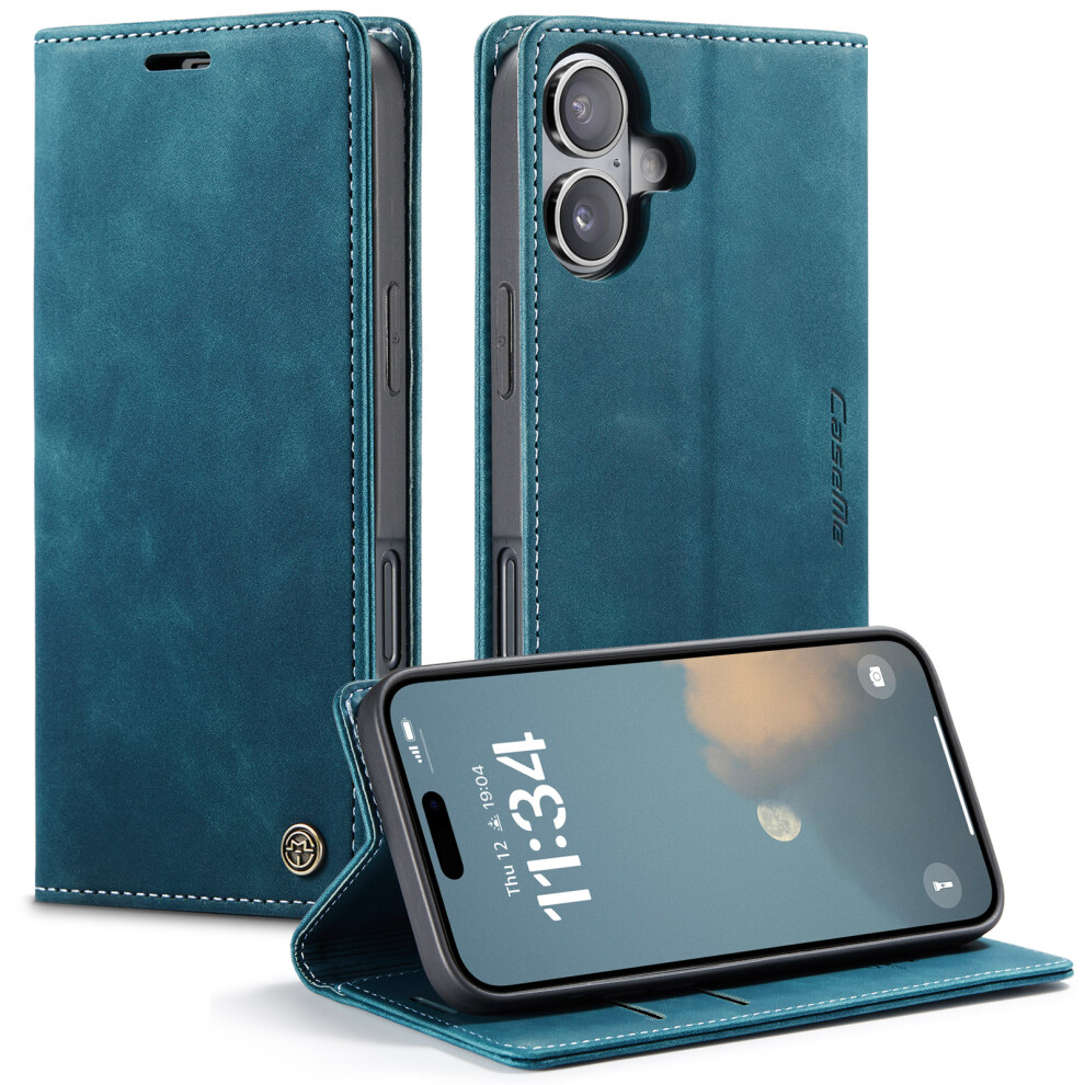 (Blue) Caseme For Iphone 17 Wallet Case 013 Series Pu Leather Phone Cover Stand Blue 6914295820752