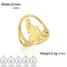 Bague RSAMD Seaside Girl en acier inoxydable pour femme, tailles 7 Ă 11, couleur or.