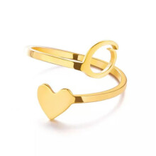 Bague initiale en forme de cœur, en acier inoxydable doré, lettre AZ, pour femme