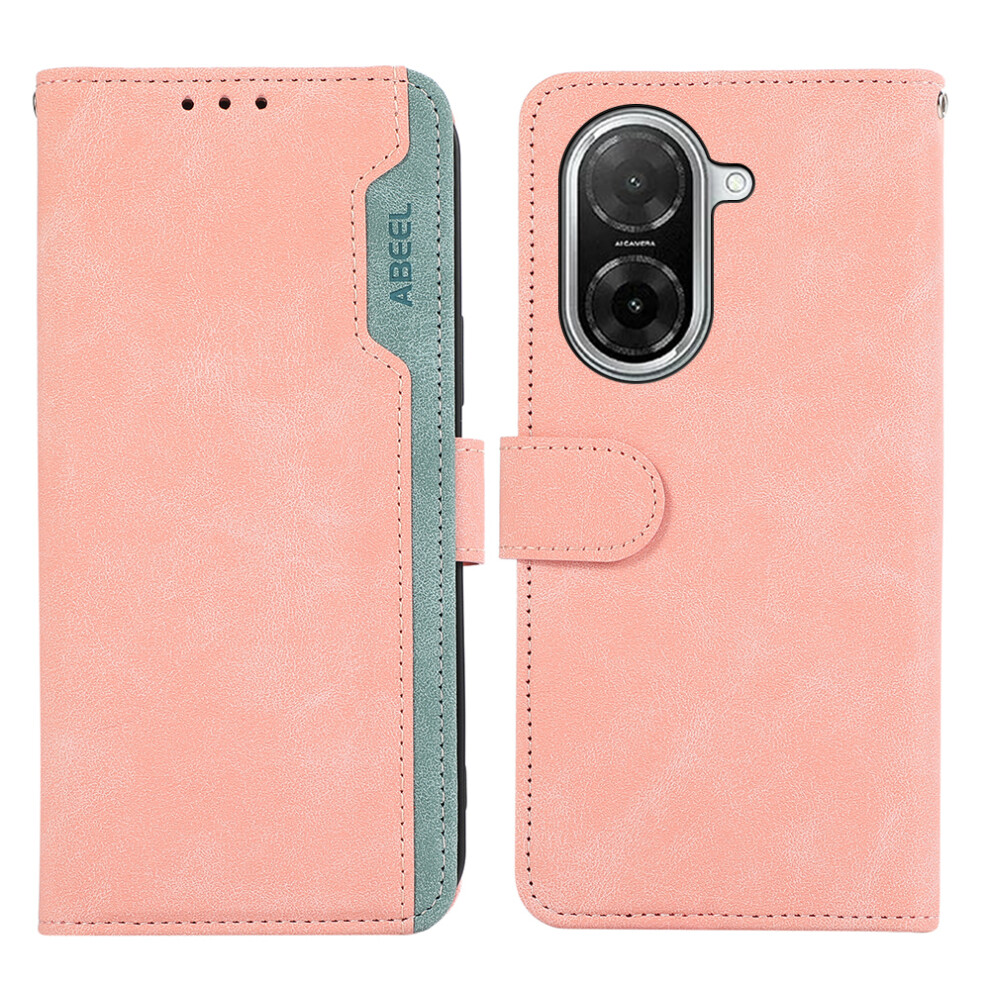 (Pink) Abeel For Xiaomi Redmi A5 4G (171.7Mm) / Poco C71 4G Case Color Splicing Leather Flip Phone Cover Rfid Blocking Pink 6914295056168