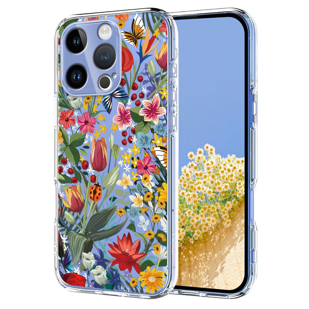 (Lilies) For Iphone 16 Pro Case Butterfly Floral Pattern Printing Tpu Phone Back Cover 6914299687115