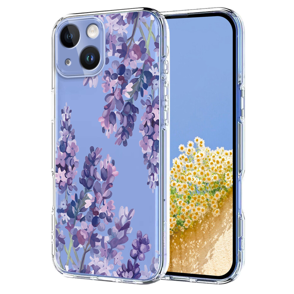 (Wisteria) For Iphone 15 Case Butterfly Floral Pattern Printing Tpu Phone Back Cover Wisteria 6914296436419
