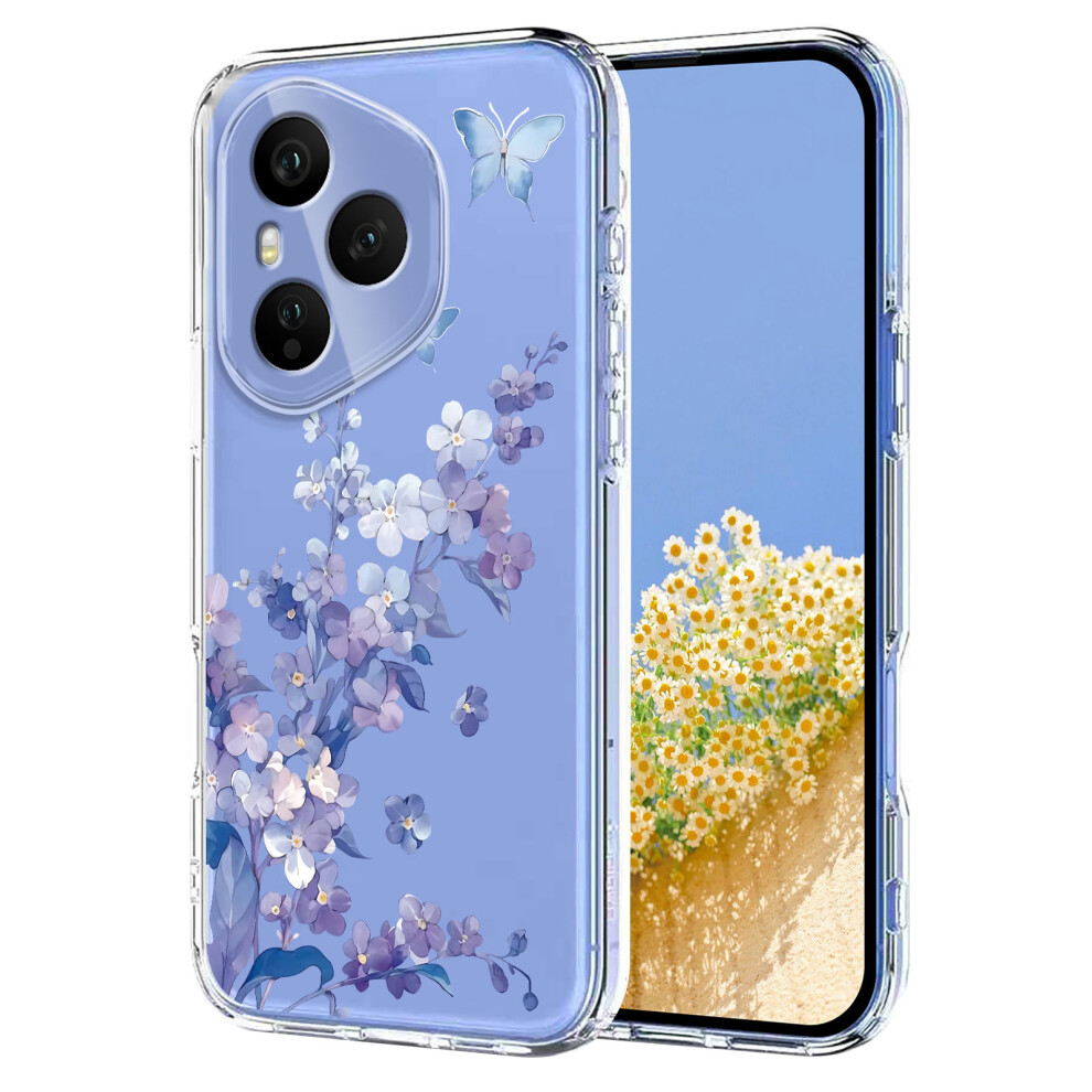 (Violets) For Honor 400 Pro 5G (Global) Case Butterfly Floral Pattern Printing Tpu Phone Back Cover 6914293995759