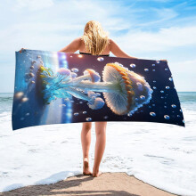 Serviette de plage en microfibre Ozmmyan 76 x 152 cm, couverture anti-sable ultra-légère, serviette de bain colorée pour les voyages, la piscine