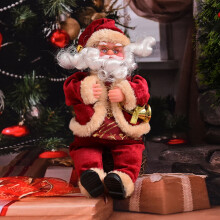 Décorations de Noël lulshou - Décoration de Noël en flanelle Père Noël (1 pièce) - Décoration de table pour les fêtes de fin d'année -