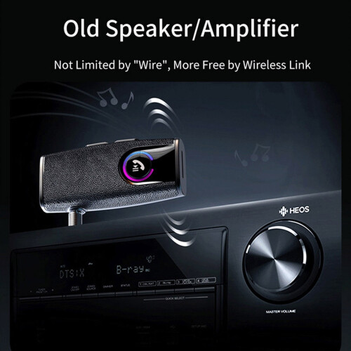 Δέκτης & Πομπός Bluetooth5.3, AUX, Hands-free, Κάρτα TF, Μεγάλη Μπαταρία - Μαύρο (με Καλώδιο & 1