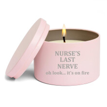Lumânare parfumată cadou 8oz cu capac Nurse's Last Nerve cadou amuzant pentru asistentă (Lavandă - Roz)