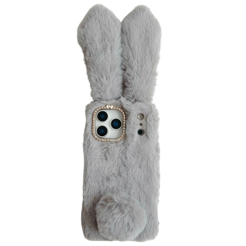 (Grey) For Iphone 17 Pro Case Plush Cute Bunny Winter Fluffy Tpu Phone Cover Grey 6914293858221