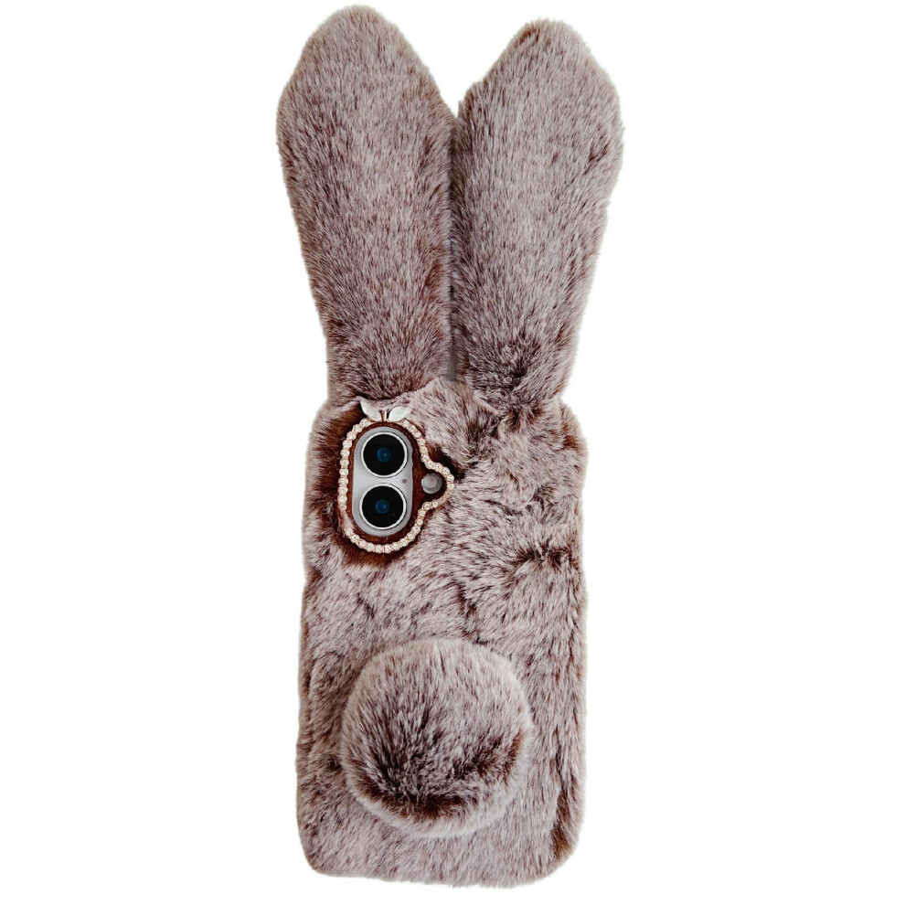 (Brown) For Iphone 17 Case Plush Cute Bunny Winter Fluffy Tpu Phone Cover Brown 6914290313839