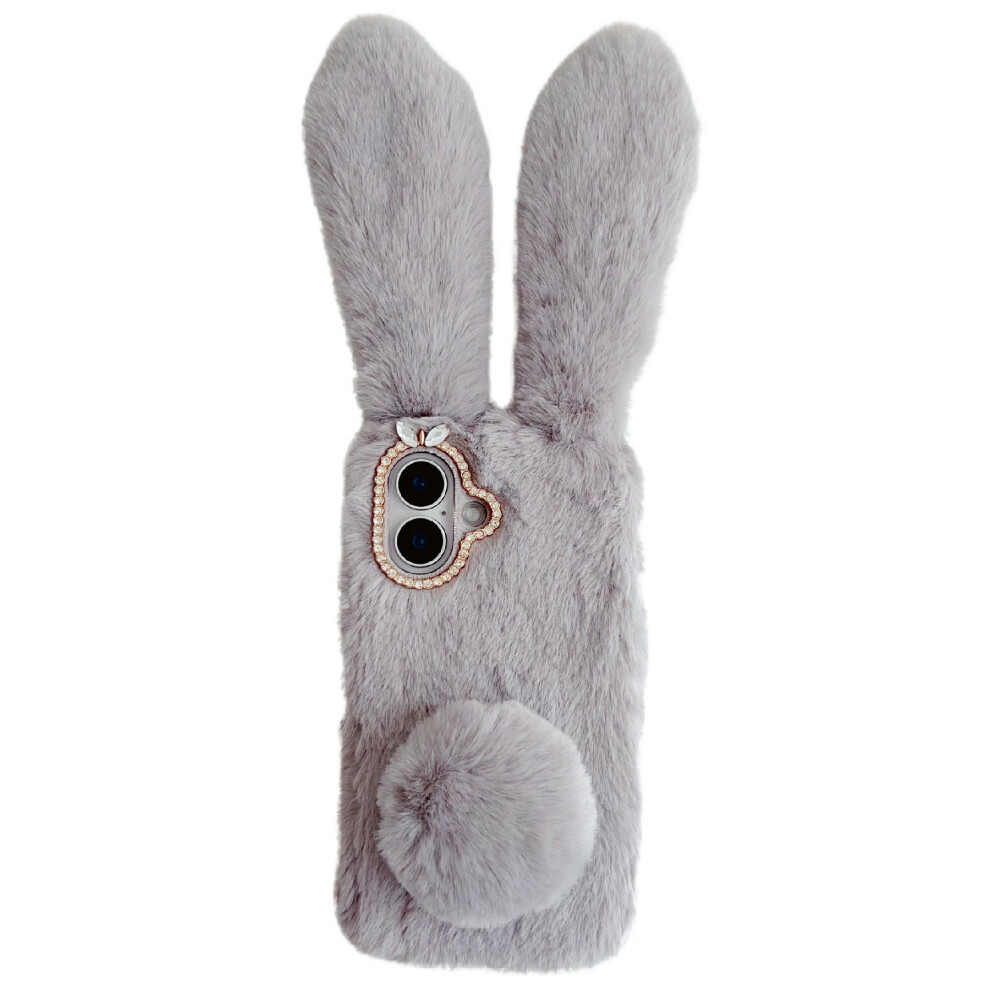 (Grey) For Iphone 17 Case Plush Cute Bunny Winter Fluffy Tpu Phone Cover Grey 6914293030092