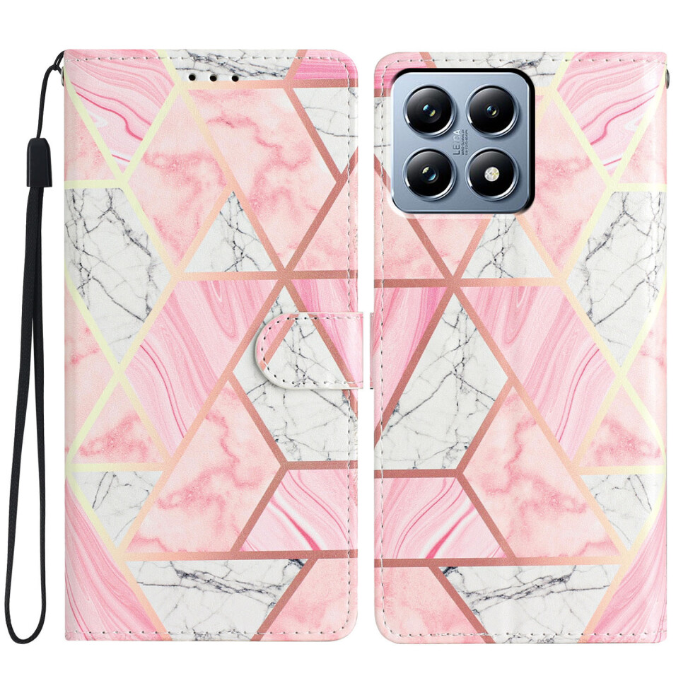 ( Marble) For Xiaomi 15T Wallet Case Pu Leather Pattern Printing Stand Phone Cover With Strap Pink 6914292080265