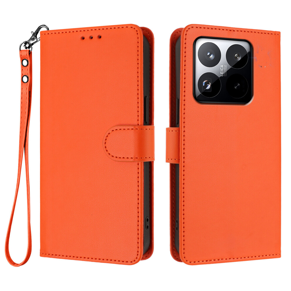 (Orange) For Xiaomi 15T Leather Case Wallet Stand Phone Cover With Wrist Strap Orange 6914296351026