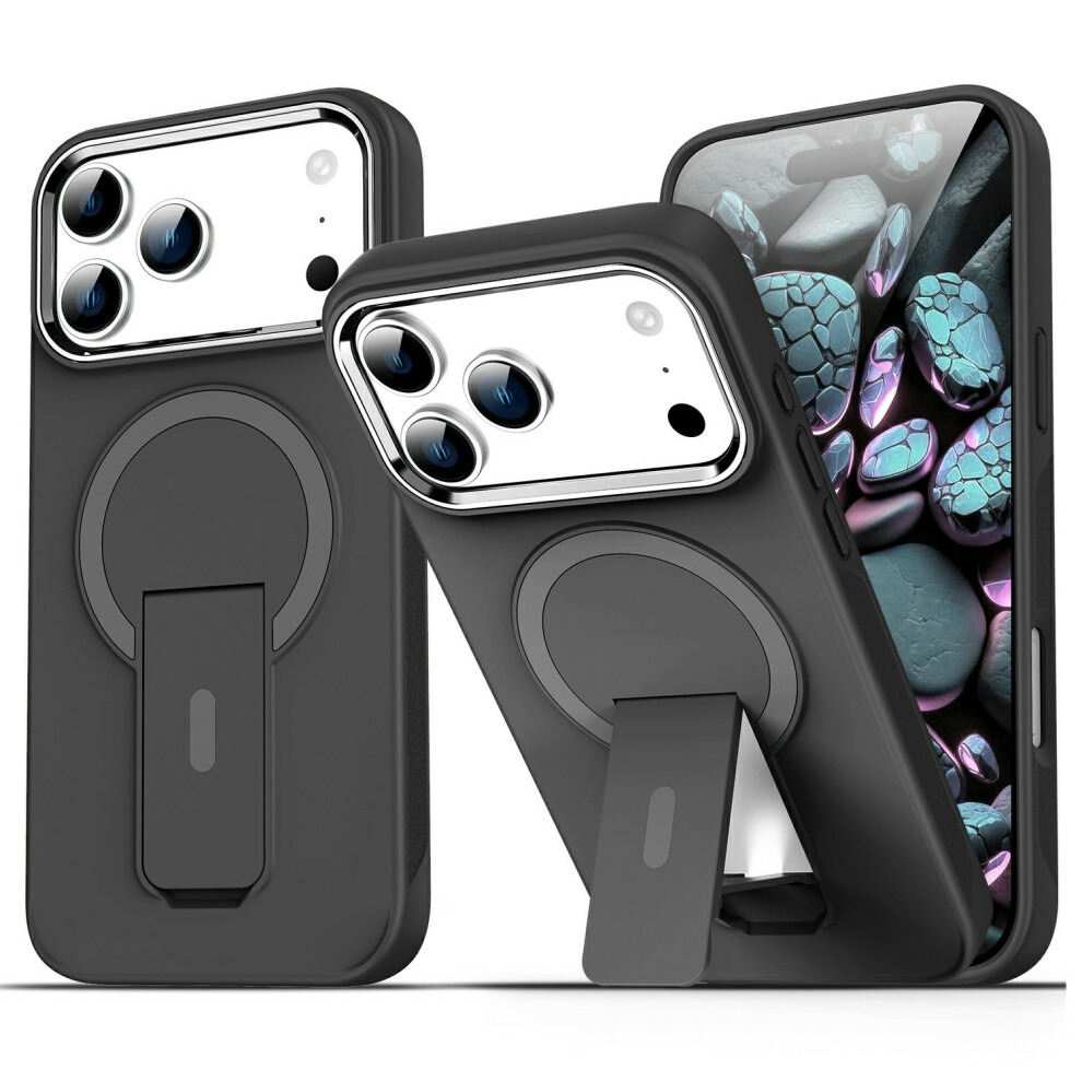 (Black) For Iphone 17 Pro Max Case Compatible With Magsafe Pc + Tpu Phone Cover With Kickstand Black 6914290123506