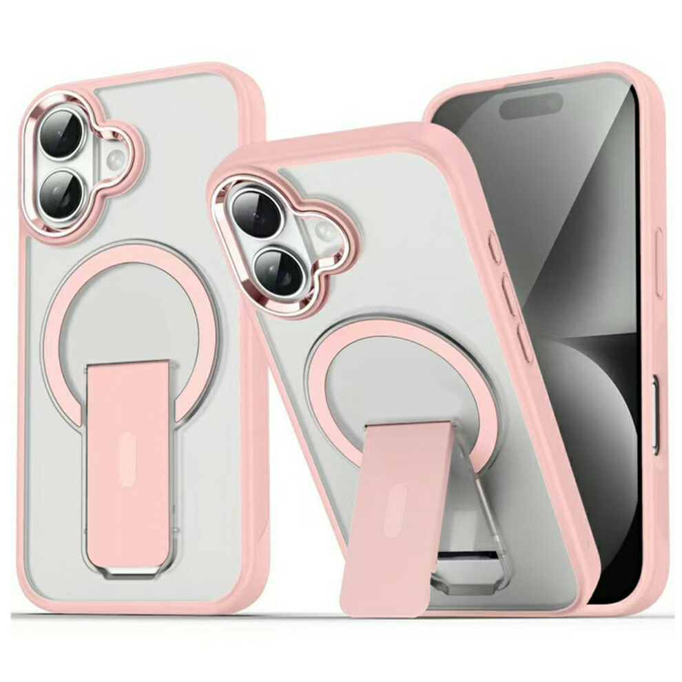 (Pink) For Iphone 17 Case Compatible With Magsafe Pc + Tpu Phone Cover With Kickstand Pink 6914291376420