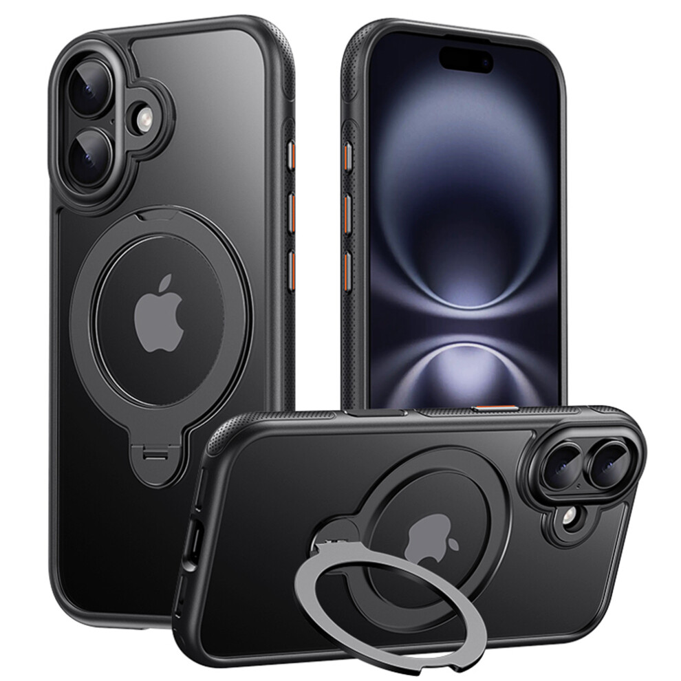 (Black) For Iphone 17 Case Compatible With Magsafe Drop Proof Tpu Pc Kickstand Phone Cover Black 6914290615957