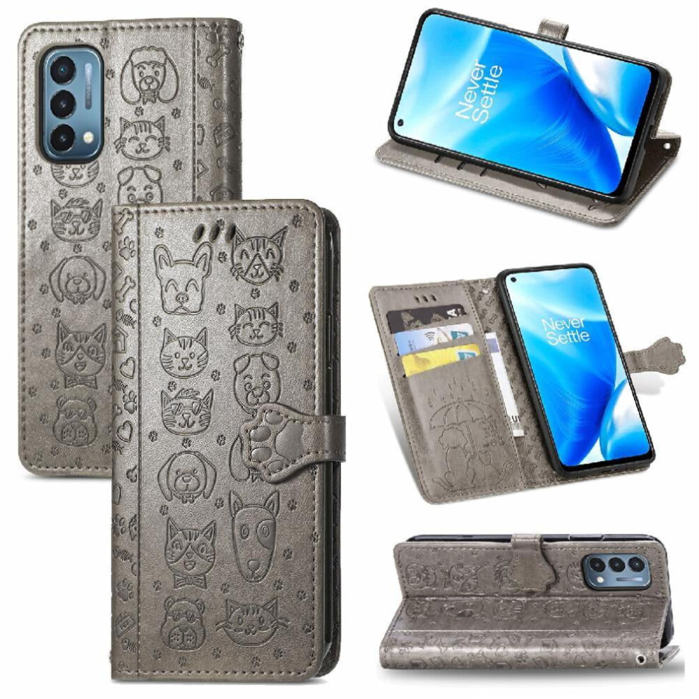 Oneplus Nord N200 5G Leather Flip Case With Cartoon Animals 971050970424