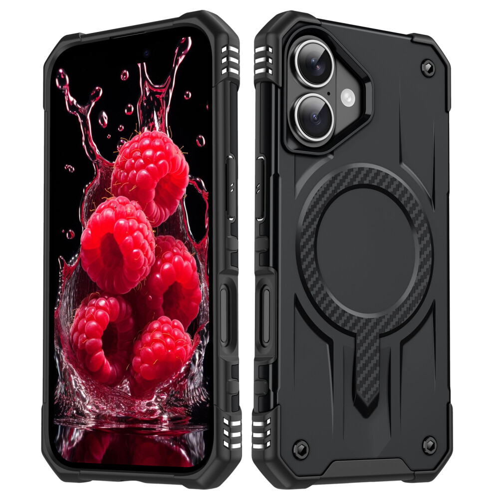 (Black) For Iphone 17 Case Compatible With Magsafe Four Corner Airbags Pc + Tpu Phone Cover Black 6914290365289