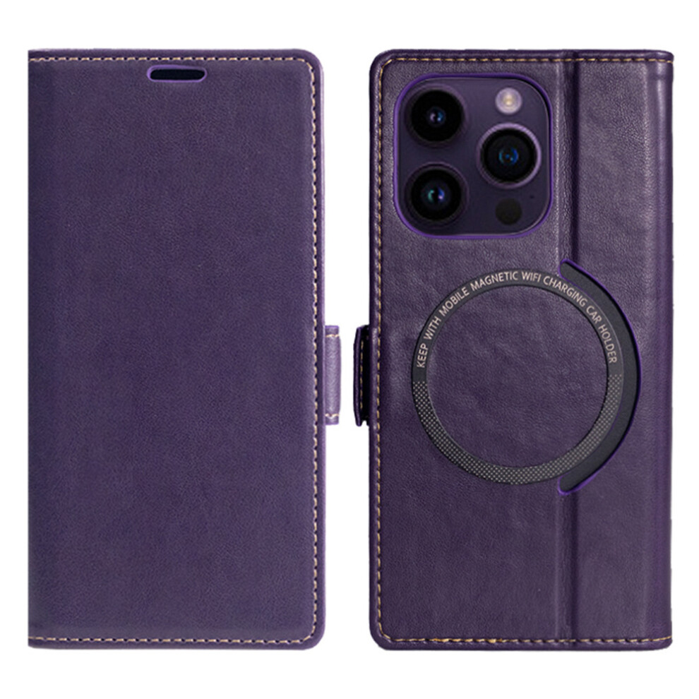 (Purple) For Iphone 16 Pro Max Case Compatible With Magsafe Wallet Stand Leather Flip Phone Cover Purple 6914298141274