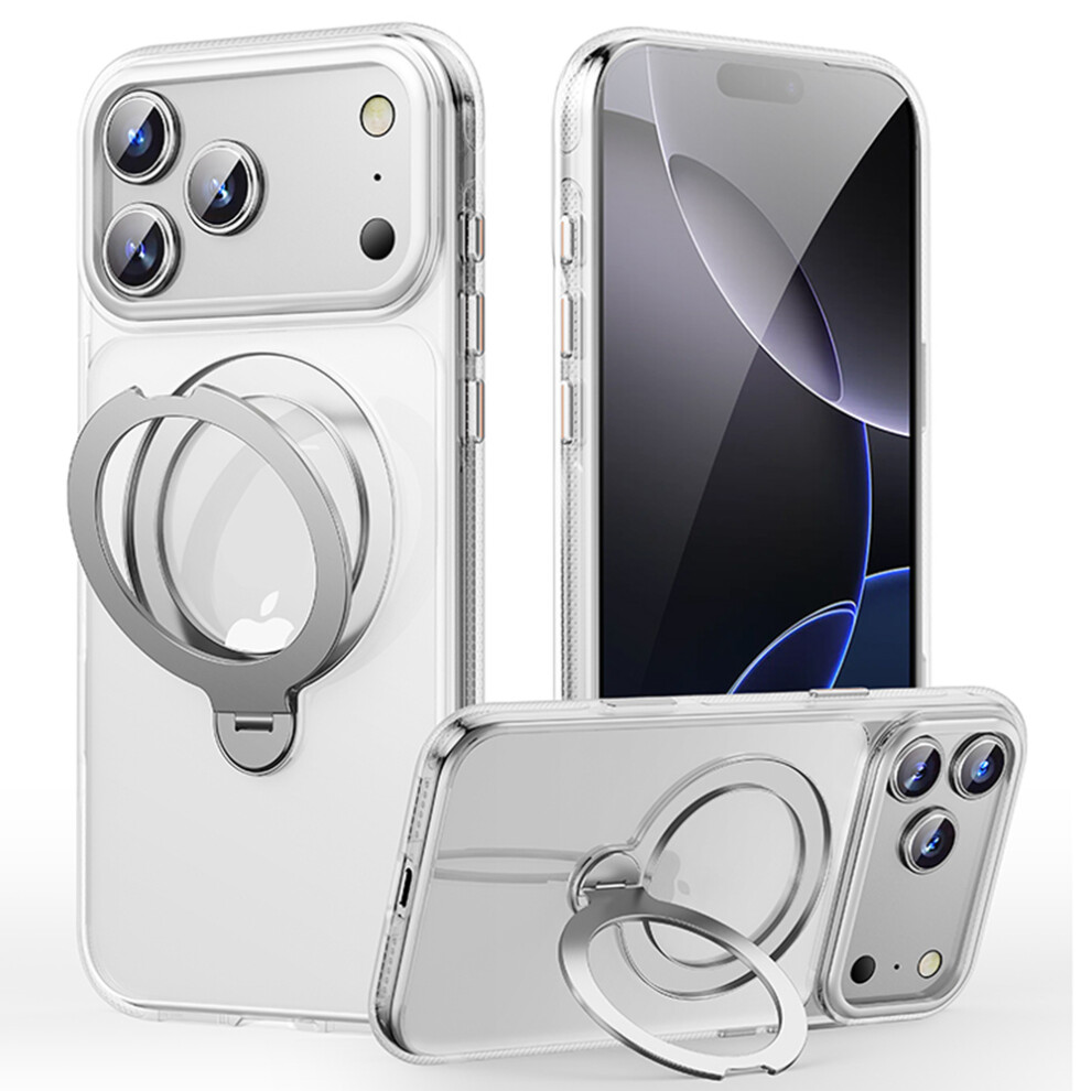 (Transparent) For Iphone 17 Pro Case Compatible With Magsafe Drop Proof Tpu Pc Kickstand Phone Cover 6914294011861